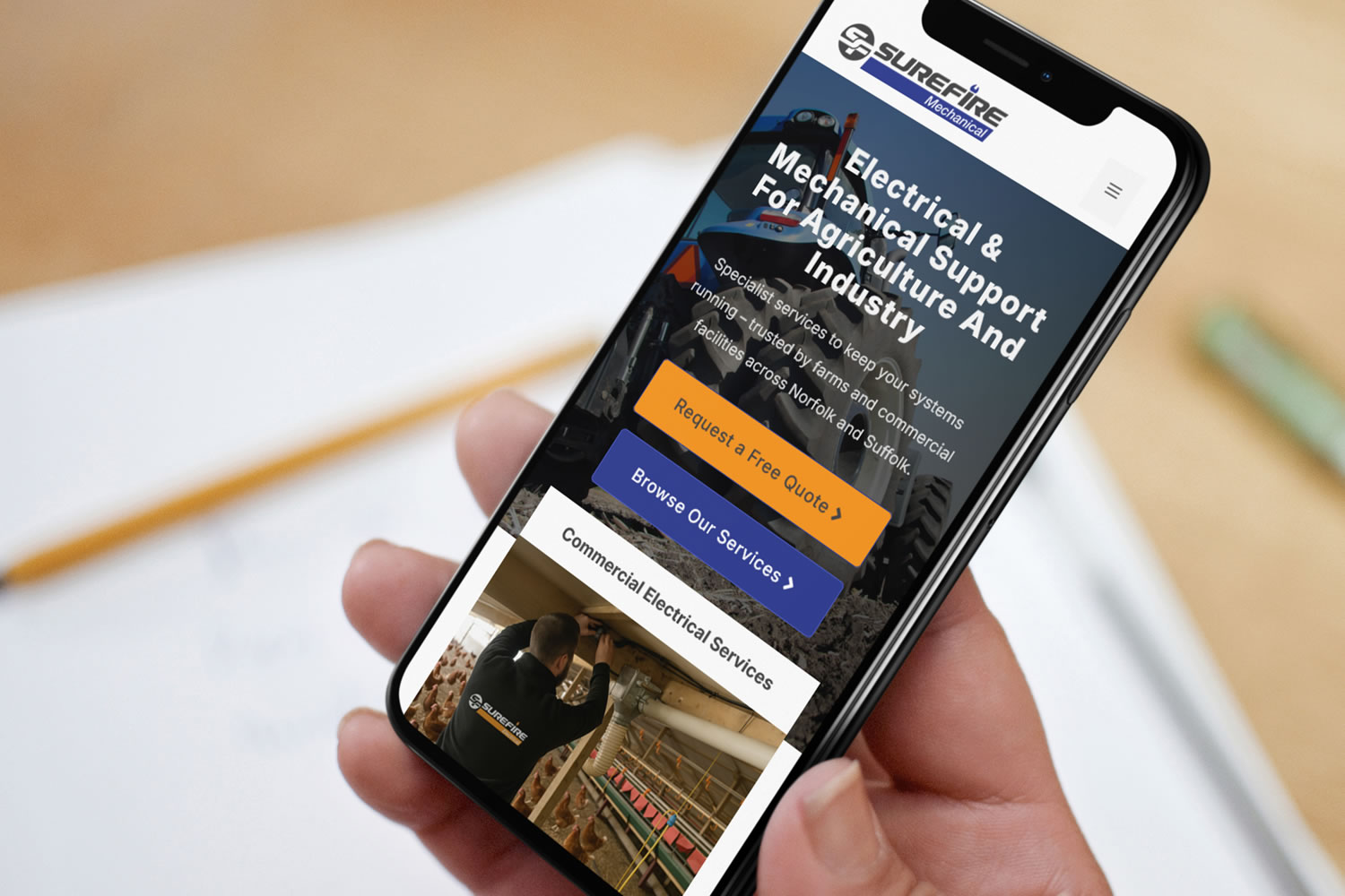 Surefire website design - mobile
