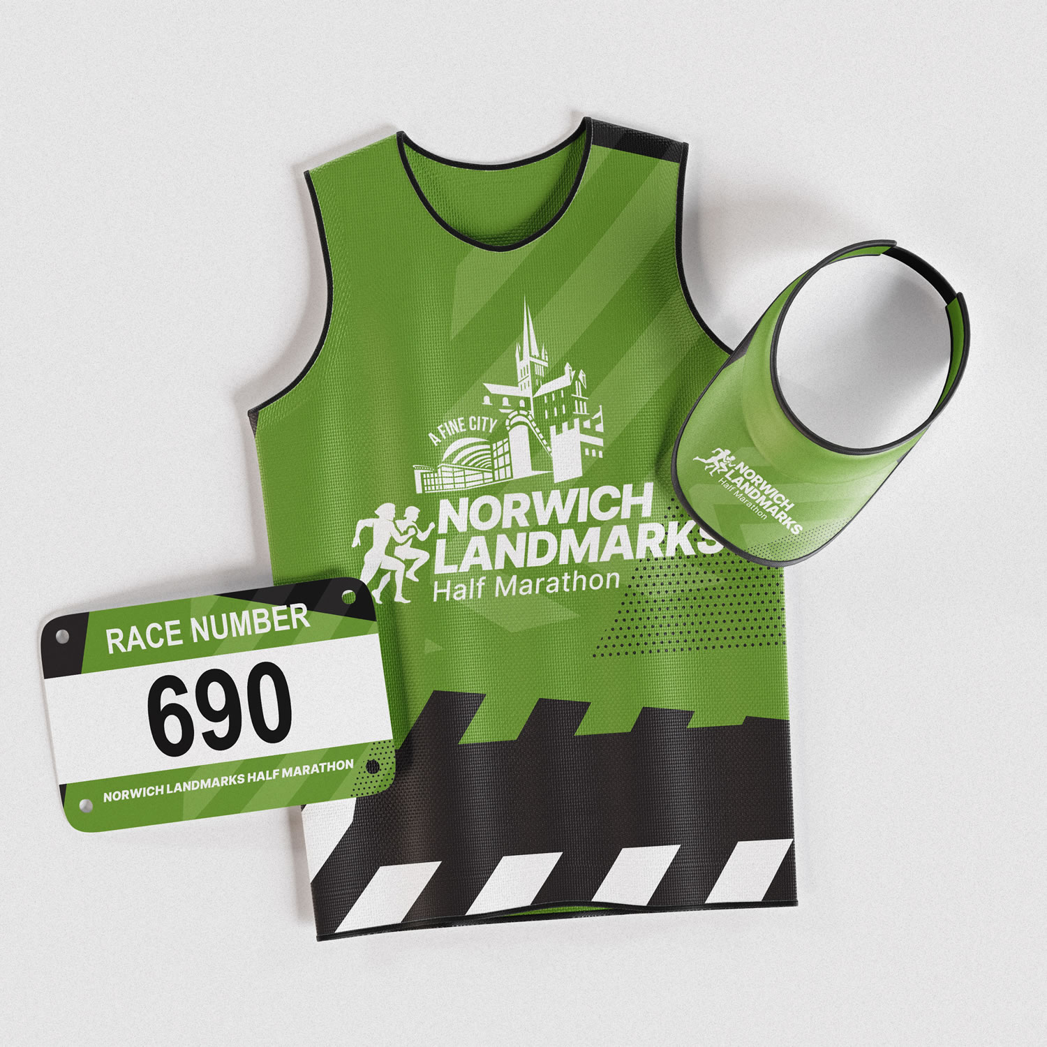 Norwich Landmarks half marathon logo racewear mockup