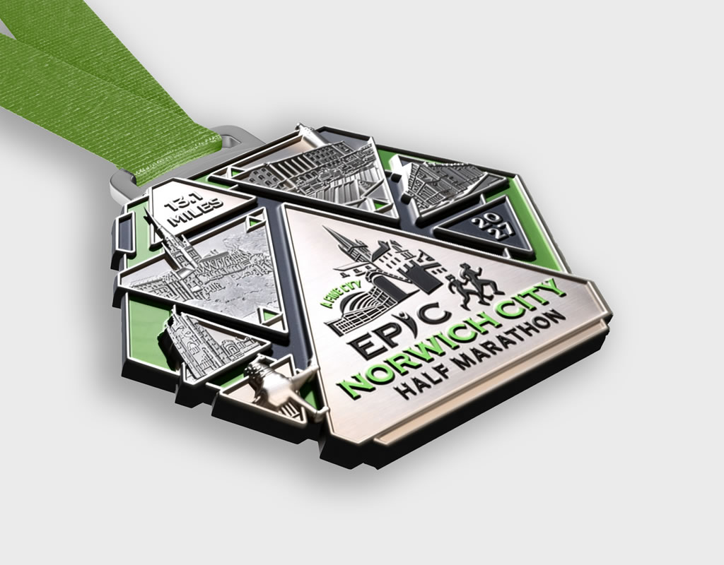 EPIC Norwich City Half Marathon medal mockup