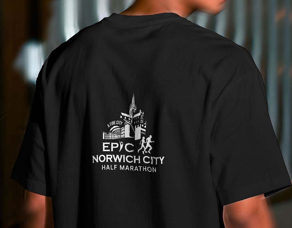EPIC Norwich City Half Marathon shirt mockup