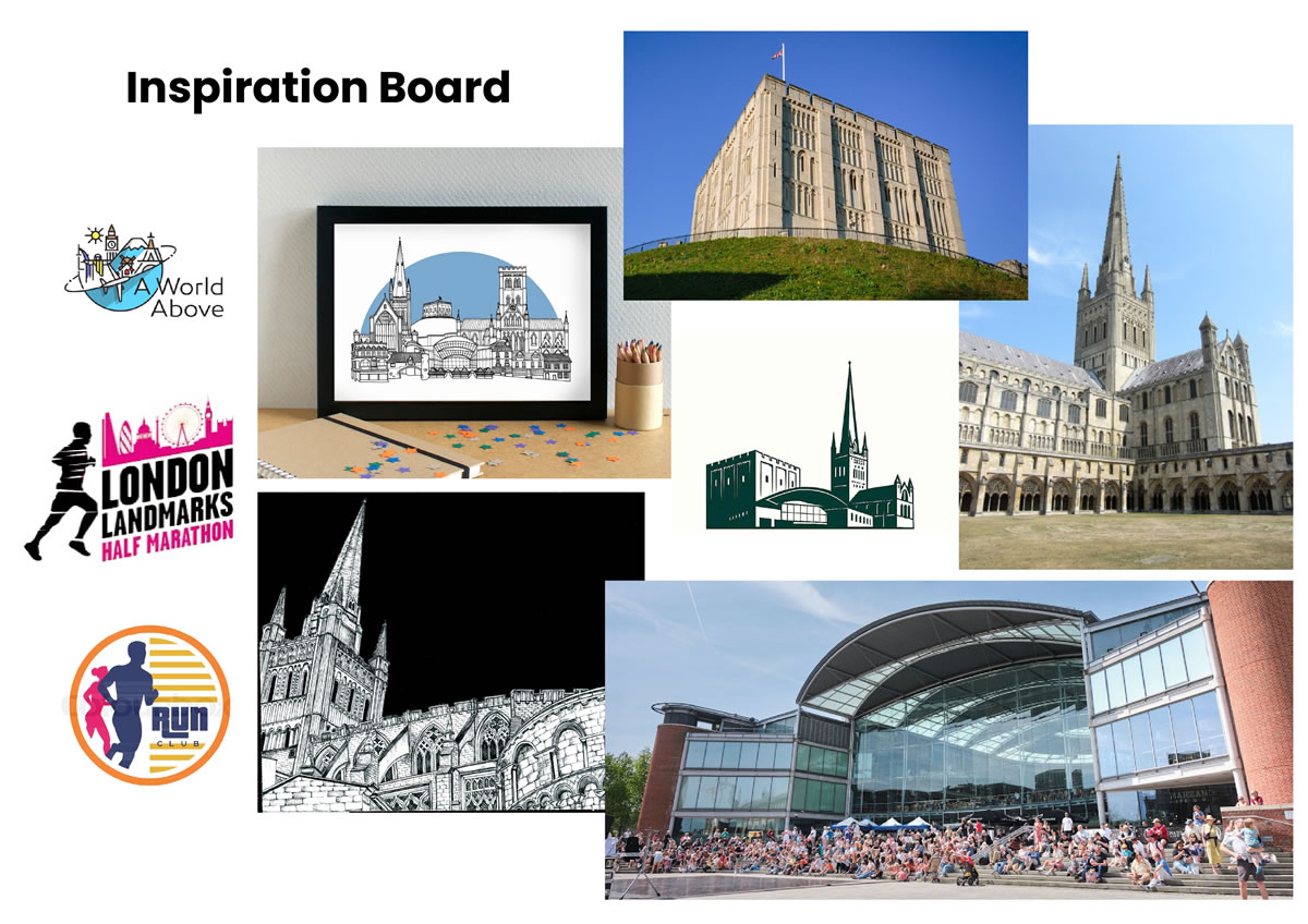Inspiration board for EPIC marathon logo design